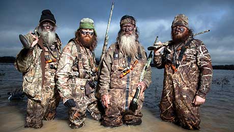 Duck Dynasty's Phil Robertson (second from right) came under fire for homophobic comments