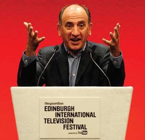 Armando Iannucci delivering this year's MacTaggart Lecture