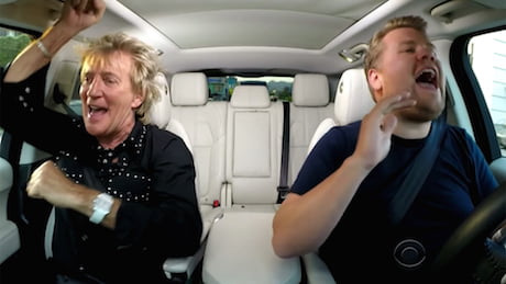 Rod Stewart and James Corden in Carpool Karaoke