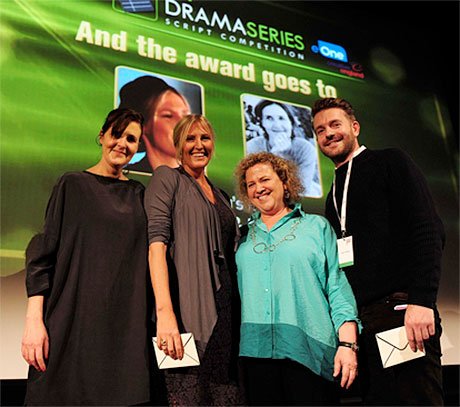 2015 Script competition winners with eOne exec VP of global production Carrie Stein
