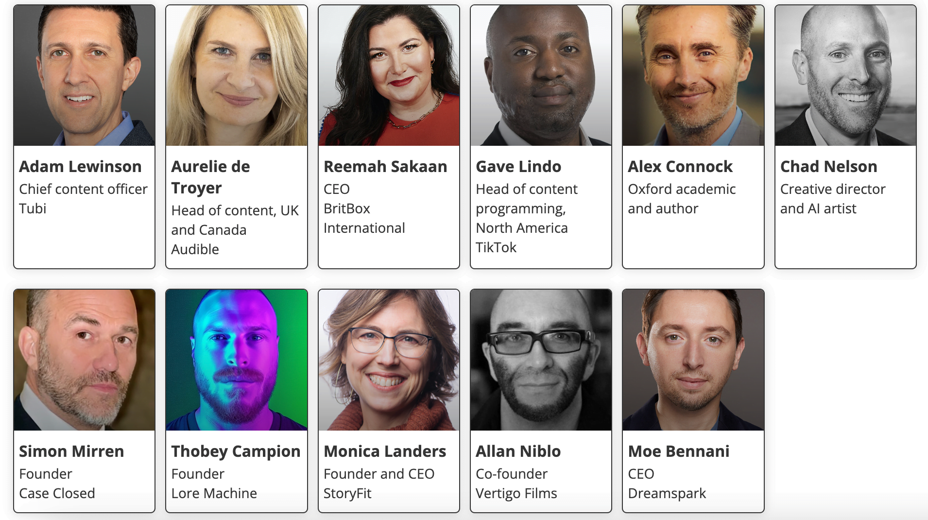 Previously announced speakers
