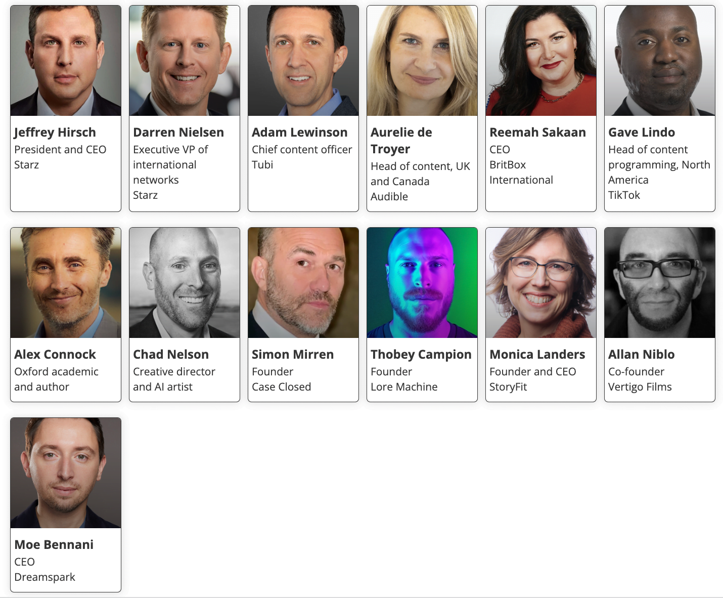 Previously announced speakers